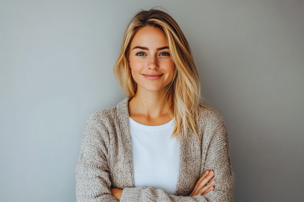 Young woman smiling, representing someone applying to become an egg donor